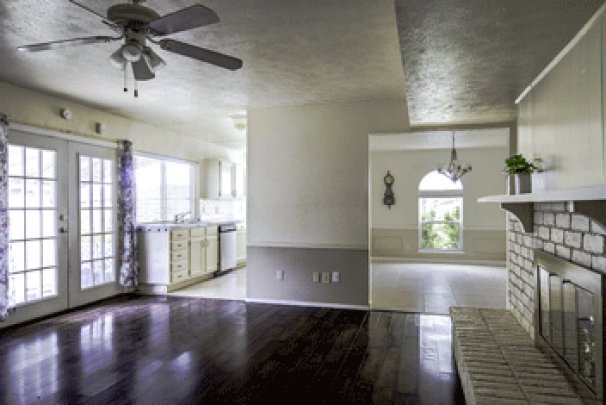 Living Room to Kitchen and Dining Room